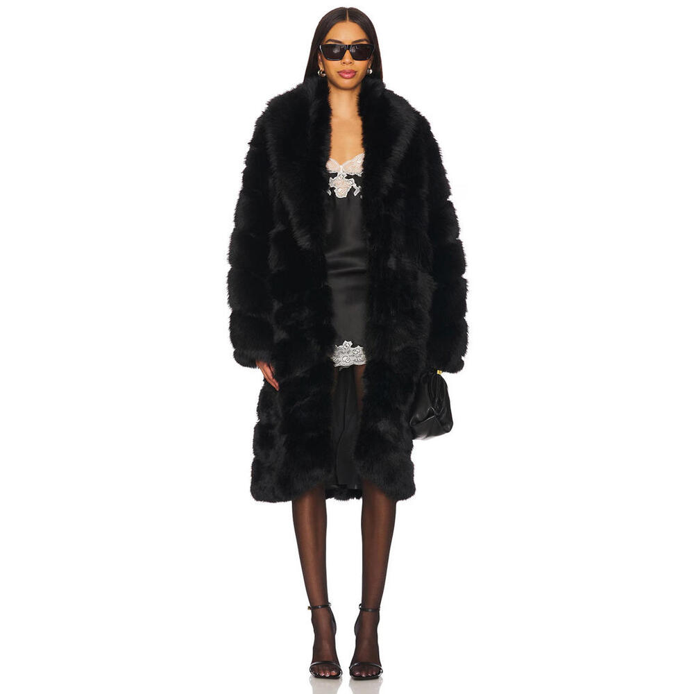 Luxurious Black Faux Fur Coat